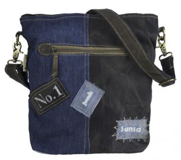 Preview: Sunsa Canvas Tasche Umhängetasche Jeans Schultertasche blau Crossbody