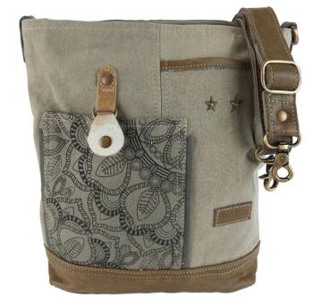 Sunsa Damen Canvas Tasche Umhängetasche/ Crossbody khaki, Mandalamotiv