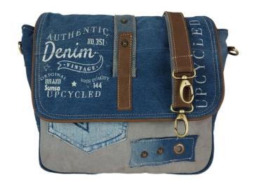 Sunsa Canvas Damen Messengertasche, recycelte Jeans Umhängetasche