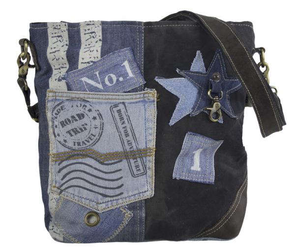 Sunsa Canvas Tasche Umhängetasche Jeans Schultertasche blau Crossbody