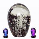 Glasobjekt Qualle weiss mit LED Licht